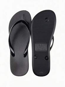 Tongs d'été pour femmes à plateforme épaisse de 4 cm et talons hauts, noir pur, design minimaliste, cadeau idéal pour les sorties à la plage - Tongs - Voir 5