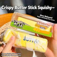 1pc Crispy Butter Stick Squeeze Toy, Soft And Squishy Stress Relief Toy With Crunchy Sound And Feel, Ultra-Soft Material, Shapeable And Reboundable, Suitable For Teens To Reduce Stress, With Packaging Box, Birthday Gift, Holiday Gift, Perfect Gift, Toy - Multicolor - View 3