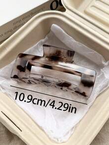 3pcs/1pc Women's 10.9cm/4.29in White Brown Tortoise Shell Leopard Print Square Large Lightweight Plastic Hair Claw Clip Fashion Versatile Premium Elegant Minimalist Solid Color Hair Accessory Suitable For Daily Wear, Outings, Casual, Party, Beach, Vacation, Ponytail, Bun, Washing Face, Bathing, Makeup, Outfit Matching, Hair Accessory - Multicolor - View 2