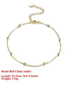 ORSA JEWELS 1pc 925 Sterling Silver 14K Gold Plated Geometric Chain Anklet, Minimalist Women's Ankle Jewelry, Suitable For Summer Beach, Wedding, Party, Banquet Gift - SA106 - View 14