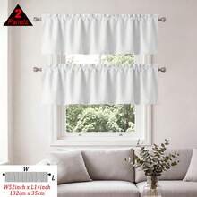 1pc/2pcs, White Japanese Retro Faux Linen Kitchen Curtains, Made Of Soft And Thick Polyester Fabric, Provides Natural Light Filtration And Privacy Protection, Washable, Suitable For Kitchen, Bedroom, Living Room, Office, RV And Bay Window. - White - View 17