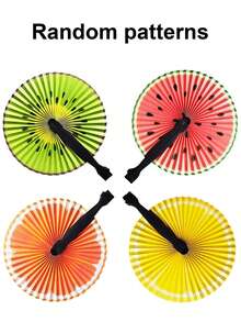 10pcs Foldable Small Round Fans, 4 Different Fruit Patterns (Random Colors), Including Watermelon, Orange, Lemon And Kiwi Fruit Designs, Ideal For Parties, Sports Events, Weddings And Holiday Celebrations - Multicolor - View 5