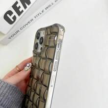3D Cube Weave Pattern Phone 17 16 15 14 13 12 11 Pro Plus Matte Transparent Shockproof Cover - 深綠色 - 查看 6