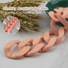1Pc Frosted Matte Pink Resin Bag Handle, 11.81 Inch DIY Accessory, Replacement Chain Strap For Tote, Crossbody, Clutch & Shoulder Bags - White - View 4