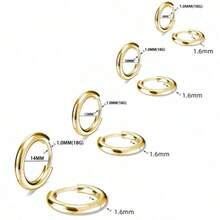 8mm/10mm/12mm/14mm/16mm/18mm runde Edelstahl kleine Creolen Unisex Stecker Herren Anhänger - Gold - Übersicht 5
