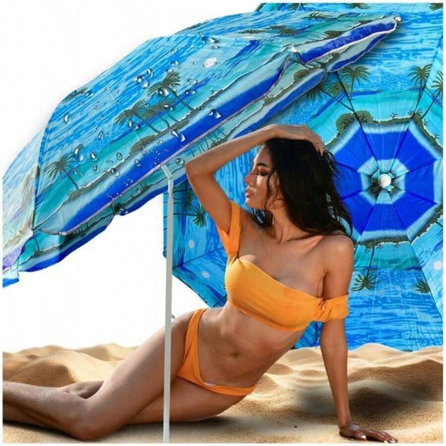 PARASOL OGRODOWY DUŻY PLAŻOWY BALKONOWY SKŁADANY ŁAMANY - 藍色 - 查看 1