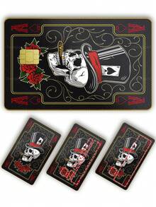 1pc Magician Ace Of Spades Credit Card Sticker Privacy Protection Card Skin, Rose Skull Poker Card Birthday Gift PVC Material Anti-Fingerprint Anti-Scratch Wear-Resistant Card Sleeve, Suitable For Men, Women, Couples, Small Chip Cards, Bank Cards, Credit Cards, Transit Cards, Student Campus Cards Personalized DIY - Type a - View 4