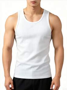 4pcs Men's Quick-Dry Ribbed Breathable Muscle Tank Tops - Slim Fit Sleeveless Gym Shirts, Elastic Fabric For Summer Workout And Outdoor Activities, Pure White, Sportswear, Durable Construction, Training Tops, Exclusive For Fitness Enthusiasts - Multicolor - View 7
