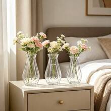 1/2/8/10pcs Elegant Minimalist Design Suitable For Wedding Home Desktop Windowsill And Restaurant Decoration High And Low Stem Multi-Pack Suitable For Flower Arrangement Centerpiece Daily Use Contemporary Geometric Pattern Clear Plastic Vase Living Room Home Decor Vase Dining Table Vase Christmas Decoration Vase - View 2