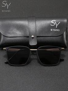 Gafas de sol polarizadas de marco cuadrado de la marca SY SI YANG para hombres & mujeres, gafas de sol con marco negro y patillas de metal, artículo de moda de estilo callejero personalizado, gafas de protección solar casuales de moda para conducir y uso al aire libre. Incluye bolsa de almacenamiento para gafas y paño de limpieza - A - Ver 7