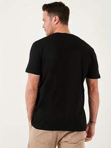 de mezclilla para hombre con estampado de camarones, hecha de tela suave, transpirable y elegante, perfecta para salir y asistir a fiestas, y es un excelente regalo para familiares y amigos. - Negro - Ver 4
