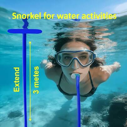 Extended Snorkel With Anti-Choking Design, Breathing Oxygen Supply Device, Used Swimming, Snorkeling,, Or Cleaning