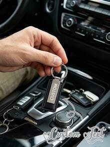 Personalized PU Leather Keychain, Customizable Engraving - Classic Car Key Fob - Ideal Gift - | Custom Text Metal Keychain Accessory - Multicolor - View 4