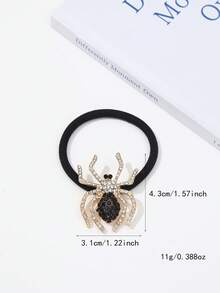 3/2/1pc Rhinestone Spider Elastic Hair Ties, Halloween Alloy Ponytail Holders For Women - Multicolor - View 5