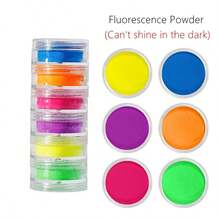 Dofuny 12colors/Set Gradient Neon Powder Fluorescent Matte Phosphor Loose Nails Powder Bright Neon Acrylic Glitter Pigment Matte Spangle Dust - Apricot - View 13