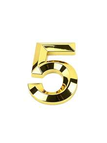1pc 3D Large Beveled High-Gloss ABS Digital Signage Luxury Style Bright Gold Geometric Shape Back Adhesive No Drilling Sunproof Waterproof 3D Number Plate Door Number Suitable For High-End Apartments Villas Main Entrance - House Number - View 24
