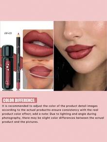 2pcs Waterproof Lip Liner Set, Natural Makeup Look, Suitable For All Skin Tones, Colors: Pink, Purple, Red - 08+05 - View 7