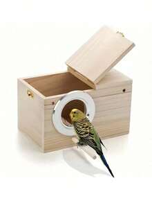 1 Wooden Parrot Breeding Box, Hatching Nest Box, Vertical Bird Nest, Insulated Nest Box, Bird Breeding Cage, Suitable For Cockatiels And Paired Birds, Aviary Accessory, Pet Supply, Transparent Viewing Window, Applicable To Various Birds And Paired Bi - A - View 6