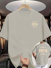 Camiseta de hombre de doble cara con estampado de inspiración vintage, con un pequeño en el pecho y grandes números en la espalda que conmemoran el año de nacimiento HECHO EN 1976. Un - Blanco - Ver 10