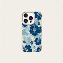 1 buah Casing Ponsel Bahan TPU Warna Putih Susu & Motif Hibiscus Biru Kompatibel dengan iPhone 17 Pro Max/17/16 Pro Max/15/13/12/11/ S20 FE/A15/S24/A55/ Note 11/Note 12/Note 13 Pro Perlindungan Penuh Tahan Guncangan Lembut - Putih - View 5