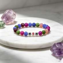1pc Elegant Bohemian Style Women's Bracelet With MOM Letter Elastic Design, Ideal Birthday/Christmas Gift, Fashionable Casual Daily Wear - Bracelet - View 7