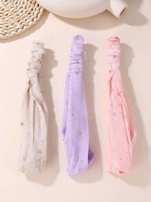 3pcs/Set Girls Star Foil Printed Fabric Cross-Over Multicolor Headband Set - Multicolor - View 2