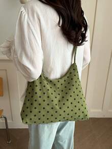 Women's Solid Color PU Leather Fashion Large Capacity Daily Shoulder Bag - Dark Green - View 3