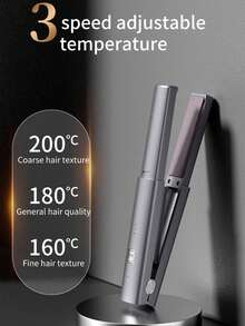 SKYWORTH 2合1直捲髮造型器，適用於細軟髮，迷你USB充電式，3段加熱設定，鈦金屬加熱板，50分鐘電池續航力，便攜旅行尺寸，可打造滑順直髮或柔美波浪捲髮 - 彩色 - 查看 9
