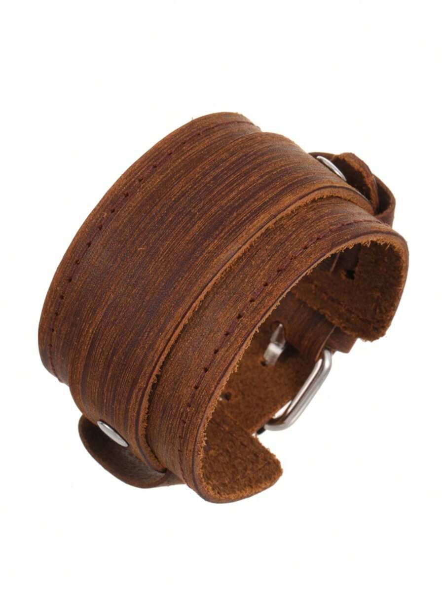 經典男士皮革手鍊 多款手工編織寬版手鍊復古飾品 - 皮革手鍊 - 查看 1