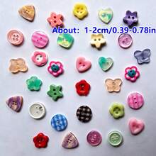 12/24/38/46/56/66/76/88/100/120 cái/hộp cúc nhựa resin nhiều hình trái tim hoa sao bướm, nhiều màu, nhiều kiểu, cúc trang trí may lên quần áo DIY thủ công - Nhiều kiểu dáng - Xem 7