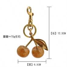 1pc Y2K Academy Style Cherry Zinc Alloy Keychain, Best Friend Design, Back To School Backpack Charm - Multicolor - View 6