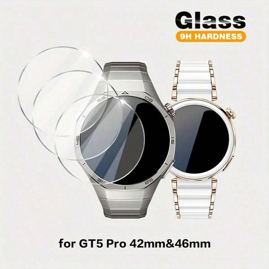 3 قطع واقي شاشة من الزجاج المقسى، متوافق مع ساعة هواوي GT 5 Pro 46mm & 42mm/41mm، مقاوم للخدش، مقاوم للبصمات، وضوح عالي، صلابة 9H، زجاج عالي الصلابة - 3 قطع، شفافة، ل- GT 5 41 مم - مشاهدة 1