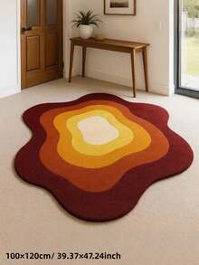 1pc Summer New Arrival, Retro Warm Tone Wavy Shaped Living Room Rug, Water-Absorbent Soft Skin-Friendly Carpet, Suitable For Room, Porch And Indoor Decor - Decorative Rug, Bedroom Decor, Small Rug, Carpet, Home Decor, Living Room Rug, Living Room Small Rug, Bedroom Rug, Living Room Home Decor, Outdoor Rug, Washable Rug - Multicolor - View 2