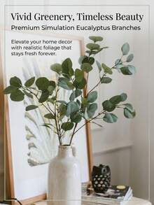 OBOVAY 1/6/10pcs Artificial Tall Green Eucalyptus Branches, Realistic Touch, Artificial Greenery, Bulk Artificial Plants, Suitable For Wedding Bouquets, Vase Arrangements, Home Desktop Decor, Office Farmhouse Greenery Decoration - Multicolor - View 7