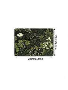 1pc Green Floral Pattern Rubber Anti-Slip Computer Laptop Office Gaming Mouse Pad - Dark Green - View 19