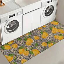 1pc, Home Decor, Lemon Pattern Print, Linen Kitchen Rug, Kitchen Mat, Floor Mat, Bathroom Mat, Door Mat, 3D Print Rectangular, Suitable For Living Room, Bedroom, Hallway, Bathroom, Laundry Room - Polyester Rug, Suitable For Indoor And Outdoor Home Decor - Multicolor - View 5
