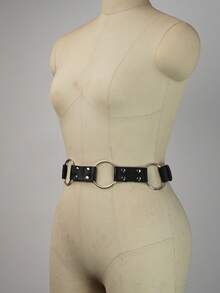 Plus-Size Women's Belt, PU Leather Rock And Roll Goth Harness Belt With O-Ring, Waist Pu Leather Belt, Accessories For Party Dating. - 黑色 - 查看 7