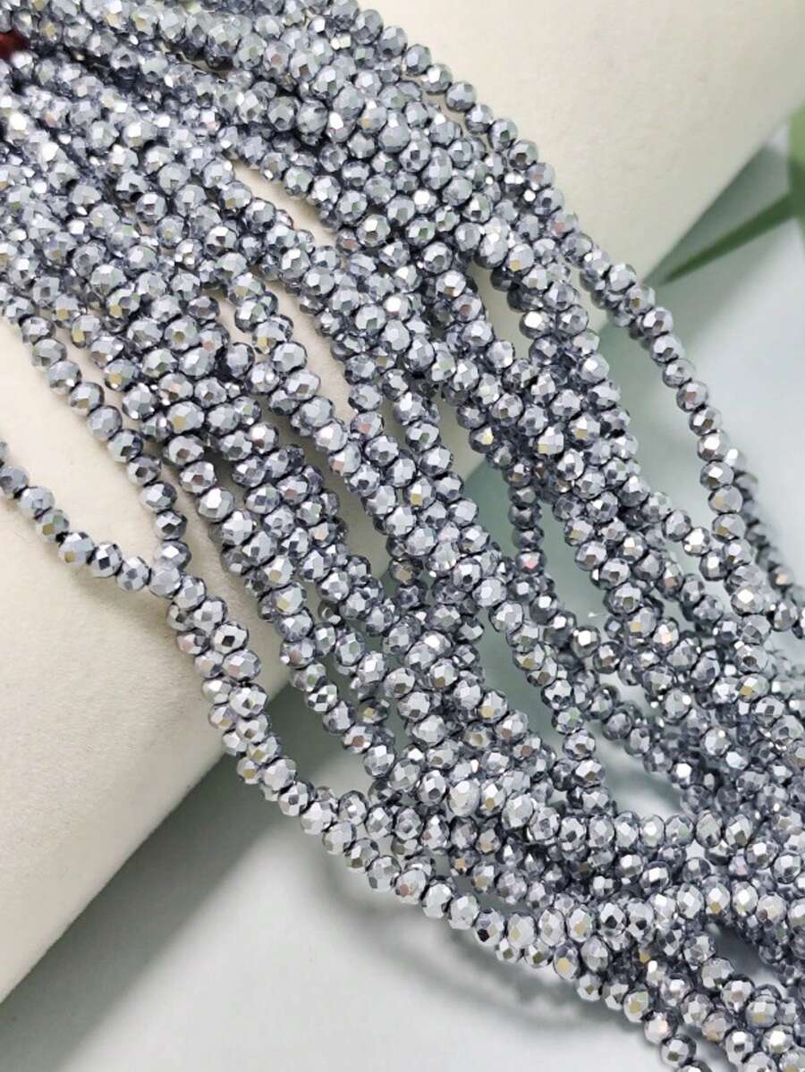 5 Strands 4/6/8 Mm Faceted Electroplated White K Austrian Crystal Beads, Suitable For Jewelry Making DIY Bracelets, Necklaces, Earrings, Bag Design - Flat Faceted Beads - View 1