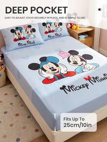 1 buah Sprei Fitted Motif Kartun Disney (Sarung Bantal Tidak Termasuk), Penutup Kasur Ramah Kulit, Perlengkapan Tidur Lucu, Pelindung Kasur Lembut dan Bernapas, Berbagai Gaya, Cocok untuk Kasur Twin/Full/Queen/King/California King, Dapat Dicuci dengan Mesin - MultiWarna - View 7