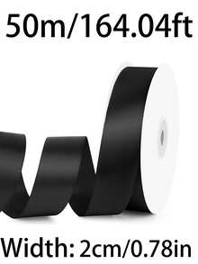 Black Satin Ribbon, Rolled Black Ribbon, Suitable For Holiday Parties, Birthday Parties, Gift Wrapping, Bouquets, Crafts, Wedding Decor, Christmas And Sewing Projects - Black - View 13