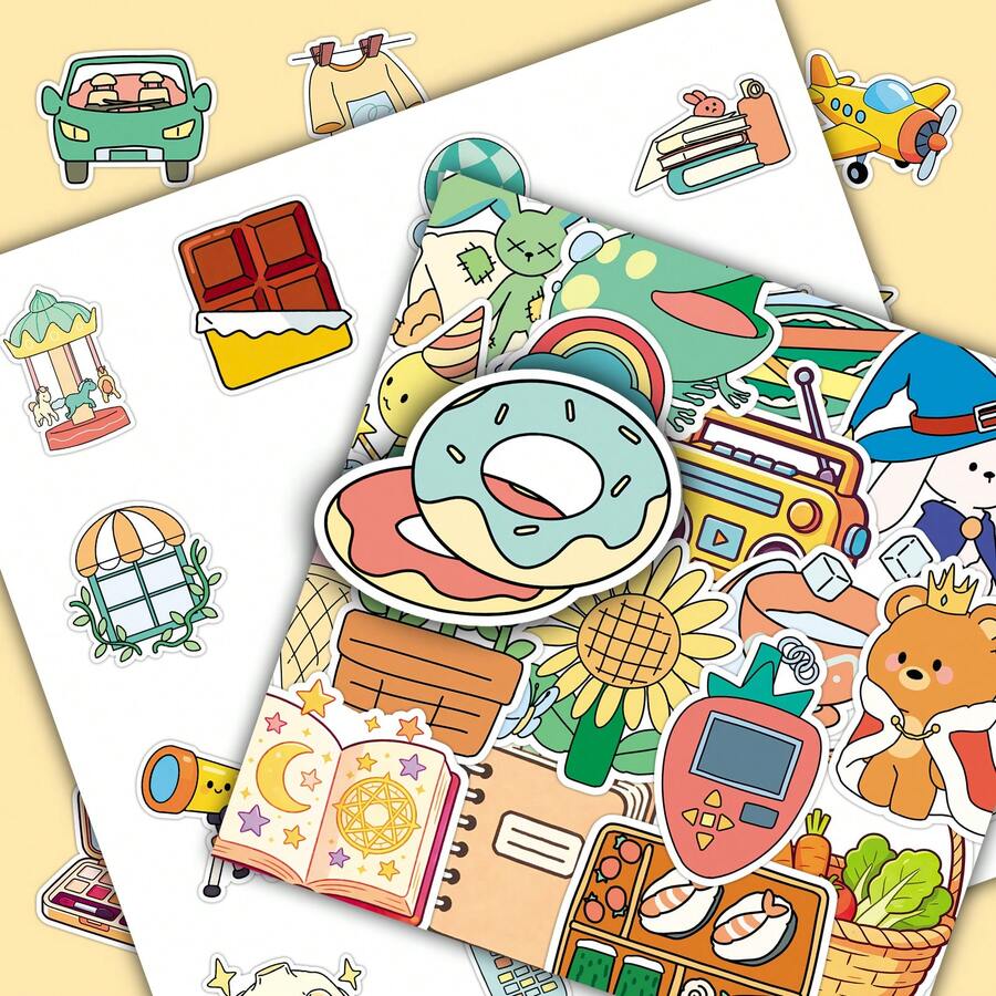 50pcs Cute Cartoon Bear Colorful Original Doodle Creative Playful Decorative Table Lamp Bicycle DIY Stickers - Original Doodle - 1971 - View 1