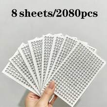 8片/2080颗自粘闪亮水钻面部贴片，适用于化妆师、婚礼、音乐节、派对，可用于装饰头发、眼睛、脸部、身体、指甲，也适用于DIY剪贴簿。 - 8 sheets - 查看 13