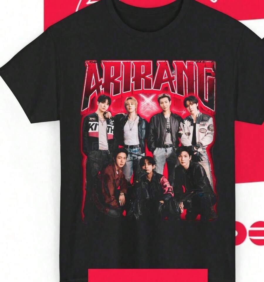 Camiseta Retro de los 90s Arirang Comeback Live Unisex, Edición Pesada, Mercancía del Concierto de Bangtan K-Pop, Regalo 2026 - Negro - Ver 1