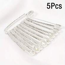 5/10/15Pcs Large Golden Safety Pins With Sparkling Rhinestone Embellishments – Elegant Curved Design For Securing Clothing And Accessories, Pins For Clothes - Multicolor - View 21