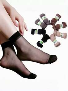 10/20 Pairs Random Transparent Breathable Stockings Suitable For Daily Wear - Black - View 5