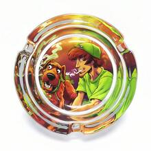 Fashion Creative Pattern Glass Ashtray, 3.34 Inch Round Ashtray, Bar Decor Home Decoration Ashtray, Cartoon Theme Ashtray, Gift For Friends - Colorful - View 8
