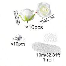 10-Piece Set / Crystal-Embellished Wedding Rose Garland - Artificial Rose Decorations Perfect For Weddings, Engagement Ceremonies, Bridal Showers, And Valentine's Day Parties - Multicolor - View 13