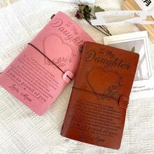 Faux Leather Embossed Blessing Quote Loose-Leaf Planner | To My Daughter/Son/Wife Series | Vintage Lace-Up Design With Replaceable Refills | Kraft Paper Blank / Lined Pages + Card Storage Pocket | Mother's Day / Father's Day / Valentine's Day Heartfelt Gift | Travel Journal | Student Diary Notebook - Multicolor - View 4
