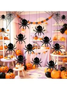5pcs 16 Inch Mini Halloween Poison Fang Spider Shaped Foil Balloons (Ribbon Not Included) Halloween Party Decoration Balloons, Halloween Atmosphere Creation - Mini Long-legged Spider - View 4