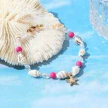 Women's Starfish Shell Anklets, Bohemian Ankle Bracelet, Rice Bead Leg Bracelet, Handmade Foot Chain, Bohemian Jewelry, Sandals, Gift - AK24Y0018-2 - View 1